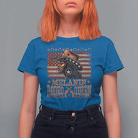 Melanin Rodeo Queen T Shirt For Women Black Cowgirl Vintage American Flag