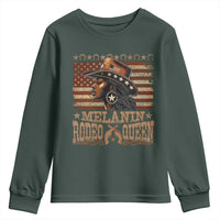 Melanin Rodeo Queen Youth Sweatshirt Black Cowgirl Vintage American Flag
