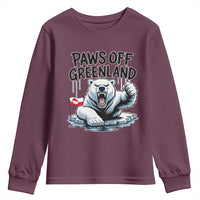 Paws Off Greenland Youth Sweatshirt Resist Polar Bear Political Satire