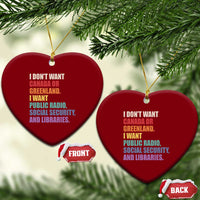 I Dont Want Canada Or Greenland I Want Public Radio Social Security And Libraries Ceramic Ornament Political Satire