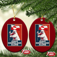 Leave Greenland Alone Ceramic Ornament Polar Bear Holding Flag Greenlanders Supports