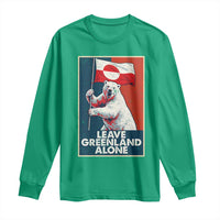 Leave Greenland Alone Long Sleeve Shirt Polar Bear Holding Flag Greenlanders Supports
