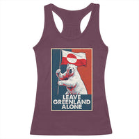 Leave Greenland Alone Racerback Tank Top Polar Bear Holding Flag Greenlanders Supports