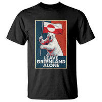 Leave Greenland Alone T Shirt Polar Bear Holding Flag Greenlanders Supports