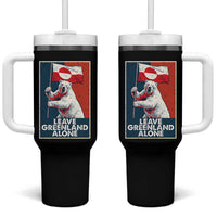 Leave Greenland Alone Tumbler With Handle Polar Bear Holding Flag Greenlanders Supports