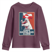 Leave Greenland Alone Youth Sweatshirt Polar Bear Holding Flag Greenlanders Supports