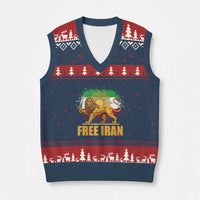 Free Iran V-Neck Knit Sweater Vest Iran Flag Lion And Sun Persian Pride Iranian Protests