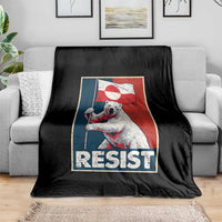 Resist Greenland Polar Bear Holding Flag Art Throw Blanket Resistance Political