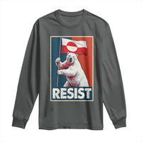 Resist Greenland Polar Bear Holding Flag Art Long Sleeve Shirt Resistance Political
