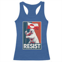 Resist Greenland Polar Bear Holding Flag Art Racerback Tank Top Resistance Political