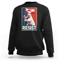 Resist Greenland Polar Bear Holding Flag Art Sweatshirt Resistance Political