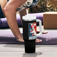 Resist Greenland Polar Bear Holding Flag Art Tumbler With Handle Resistance Political