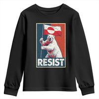Resist Greenland Polar Bear Holding Flag Art Youth Sweatshirt Resistance Political