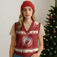Greenland Is Not For Sale V-Neck Knit Sweater Vest Political Statement Arms of Greenland