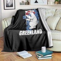 Hands Off Greenland Protest Throw Blanket Support Greenland Bear Holding Flag