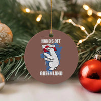 Hands Off Greenland Protest Ceramic Ornament Support Greenland Bear Holding Flag