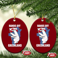 Hands Off Greenland Protest Ceramic Ornament Support Greenland Bear Holding Flag
