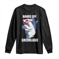 Hands Off Greenland Protest Long Sleeve Shirt Support Greenland Bear Holding Flag