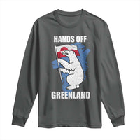 Hands Off Greenland Protest Long Sleeve Shirt Support Greenland Bear Holding Flag