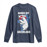 Hands Off Greenland Protest Long Sleeve Shirt Support Greenland Bear Holding Flag