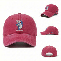 Hands Off Greenland Protest Washed Cotton Baseball Cap Support Greenland Bear Holding Flag