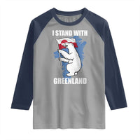I Stand With Greenland Raglan Shirt Polar Bear Greenland Protest