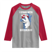 I Stand With Greenland Raglan Shirt Polar Bear Greenland Protest