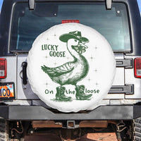 Funny St Patrick's Day Lucky Goose On The Loose Spare Tire Cover Cowboy Goose Shamrock