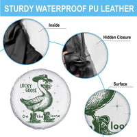 Funny St Patrick's Day Lucky Goose On The Loose Spare Tire Cover Cowboy Goose Shamrock