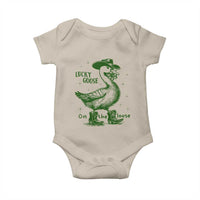 Funny St Patrick's Day Lucky Goose On The Loose Baby Onesie Cowboy Goose Shamrock