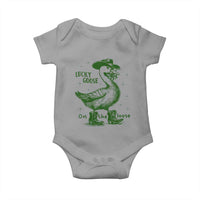 Funny St Patrick's Day Lucky Goose On The Loose Baby Onesie Cowboy Goose Shamrock