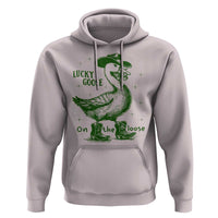 Funny St Patrick's Day Lucky Goose On The Loose Hoodie Cowboy Goose Shamrock