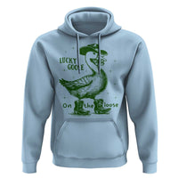 Funny St Patrick's Day Lucky Goose On The Loose Hoodie Cowboy Goose Shamrock