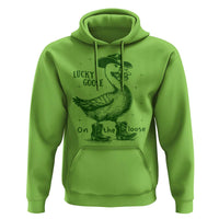 Funny St Patrick's Day Lucky Goose On The Loose Hoodie Cowboy Goose Shamrock