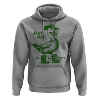 Funny St Patrick's Day Lucky Goose On The Loose Hoodie Cowboy Goose Shamrock