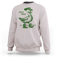 Funny St Patrick's Day Lucky Goose On The Loose Sweatshirt Cowboy Goose Shamrock