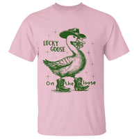 Funny St Patrick's Day Lucky Goose On The Loose T Shirt Cowboy Goose Shamrock