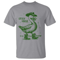 Funny St Patrick's Day Lucky Goose On The Loose T Shirt Cowboy Goose Shamrock