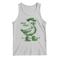 Funny St Patrick's Day Lucky Goose On The Loose Tank Top Cowboy Goose Shamrock