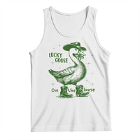 Funny St Patrick's Day Lucky Goose On The Loose Tank Top Cowboy Goose Shamrock