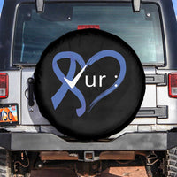 Funny Check Your Colon Colorectal Cancer Awareness Spare Tire Cover Dark Blue Ribbon Heart