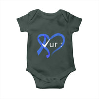Funny Check Your Colon Colorectal Cancer Awareness Baby Onesie Dark Blue Ribbon Heart