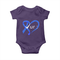 Funny Check Your Colon Colorectal Cancer Awareness Baby Onesie Dark Blue Ribbon Heart
