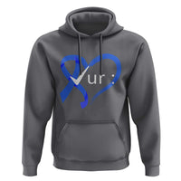 Funny Check Your Colon Colorectal Cancer Awareness Hoodie Dark Blue Ribbon Heart