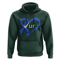 Funny Check Your Colon Colorectal Cancer Awareness Hoodie Dark Blue Ribbon Heart