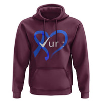 Funny Check Your Colon Colorectal Cancer Awareness Hoodie Dark Blue Ribbon Heart