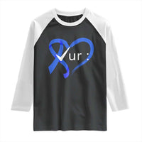 Funny Check Your Colon Colorectal Cancer Awareness Raglan Shirt Dark Blue Ribbon Heart