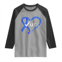 Funny Check Your Colon Colorectal Cancer Awareness Raglan Shirt Dark Blue Ribbon Heart