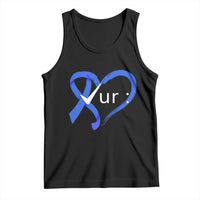Funny Check Your Colon Colorectal Cancer Awareness Tank Top Dark Blue Ribbon Heart