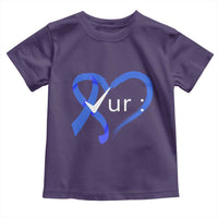 Funny Check Your Colon Colorectal Cancer Awareness Toddler T Shirt Dark Blue Ribbon Heart